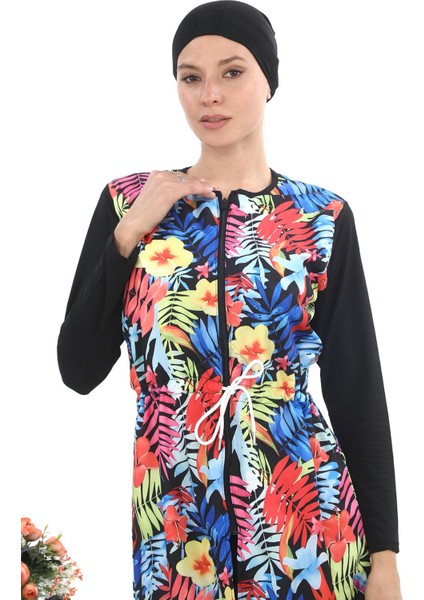 Bayan Tesettür Mayo Fermuarlı Boğazlı Renkli Esnek Kumaş Rahat Kalıp fırsatları