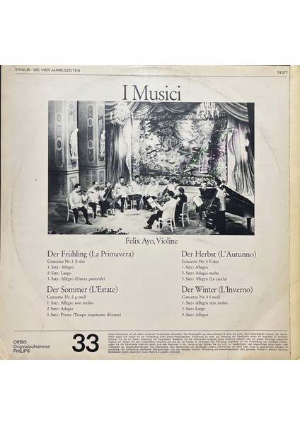 Antonio Vivaldi Die Vier Jahres-Zeiten Lp Plak