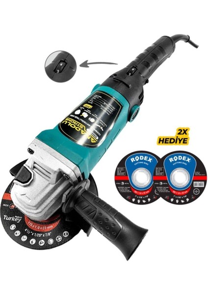 DM803 Devir Ayarlı Spral Taşlama Makinası Avuç Içi Taşlama 115 mm 2 Adet Disk Hediye