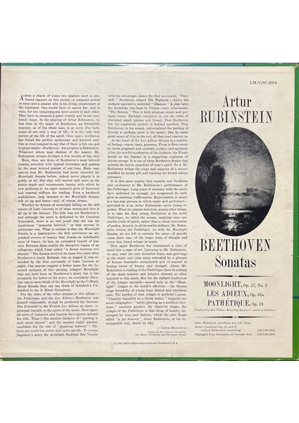 Artur Rubinstein Beethven Sonatas Lp Plak fiyatları
