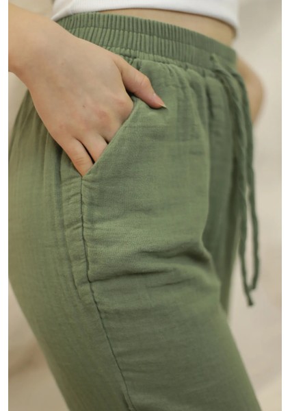 Müslin Dar Paça Pantolon Yeşil fiyatları