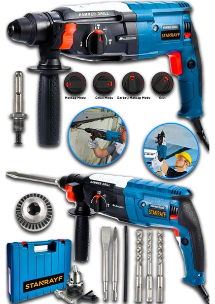 Alman 9800 W Çelik Şanzuman Bakir Sargili Kırıcı Hilti Matkap 2,35 mm 5 Adet Uç Yedek Mandre