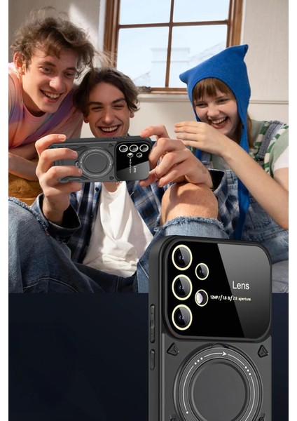 Samsung Galaxy S25 Ultra Kılıf Joy Lens Standlı Kapak - Mor Bstmy