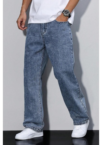 Erkek Lacivert Rahat Kesim Baggy Pantolon