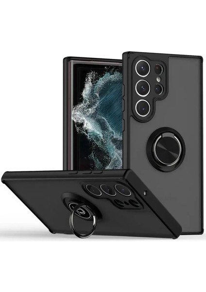 Samsung Galaxy S25 Ultra Kılıf Montreal Yüzüklü Silikon Kapak - Siyah Bstmy