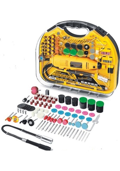 6 Devir Ayarlı 398PARÇA Premium Seri 350W Gravür Oyma Taşlama Dremel Seti + Şaft Kablosu Hediy