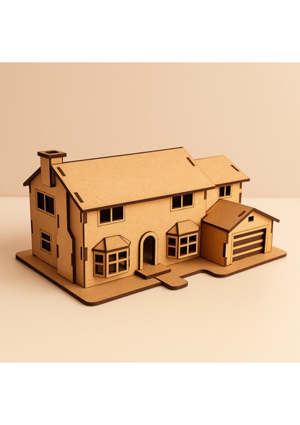 55 Parça Mdf Simpson Ev Maketi – Geçmeli 3D Ahşap Hobi ve Maket Oyuncağı
