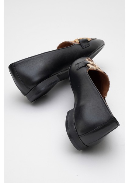 Kadın Toka Detaylı Sivri Burun Şık Loafer Ayakkabı Gerçek Deri fırsatları