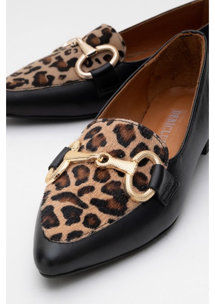 Kadın Toka Detaylı Sivri Burun Şık Loafer Ayakkabı Gerçek Deri indirimleri