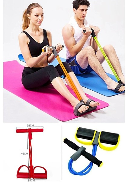 Body Trimmer Vücut Şekillendirici Egzersiz Karın El Ayak Direnç Lastiği 4 Lastikli