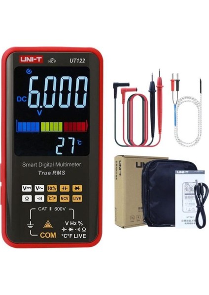 Unı-T Ut 122 True Rms Cep Tip Akıllı Dijital Multimetre Ncv/live 600V Ac/dc