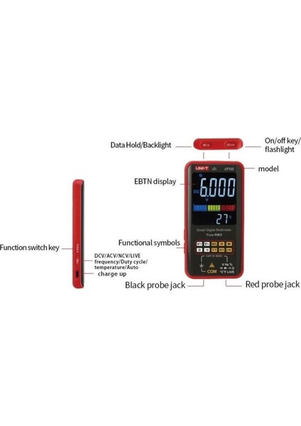 Unı-T Ut 122 True Rms Cep Tip Akıllı Dijital Multimetre Ncv/live 600V Ac/dc indirimleri