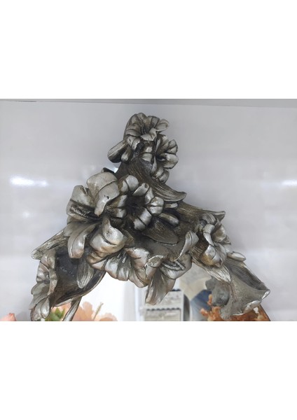 46X85CM Oval Ayna Çiçek Motifli Gümüş Renk Mobilya Dekorasyon 1 Adet fiyatları