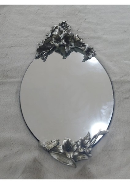 46X85CM Oval Ayna Çiçek Motifli Gümüş Renk Mobilya Dekorasyon 1 Adet fırsatları