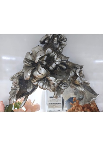 46X85CM Oval Ayna Çiçek Motifli Gümüş Renk Mobilya Dekorasyon 1 Adet indirimleri