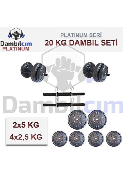 Platinum 20 kg Dambıl Seti Ağırlık Seti Vücut Geliştirme Aleti