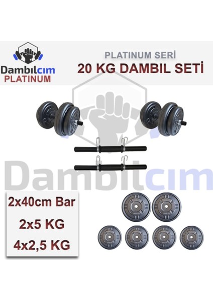 Platinum 20 kg Dambıl Seti Ağırlık Seti Vücut Geliştirme Aleti