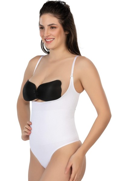 Beyaz Mı Emay 2076 Göğüsü Açık String Body Korse