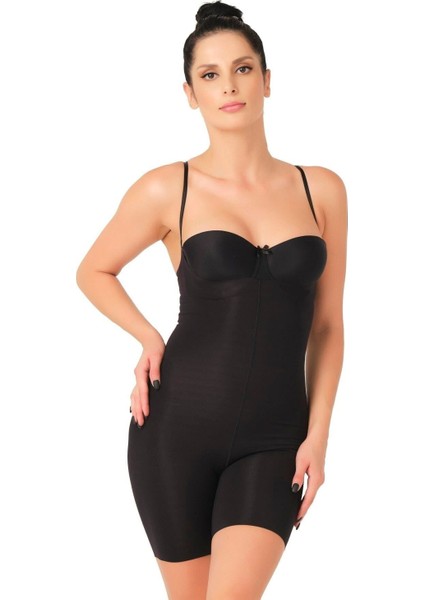 Siyah Mı Emay 2758 Lazer Kesim Göğsü Açık Boxer Korse
