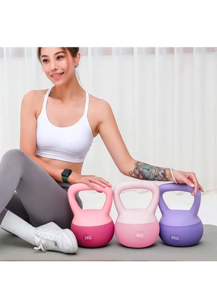 4 kg Soft Kettlebell Yumuşak Tabanlı Metal Kumlu Ses Yapmaz Darbeye Dayanıklı