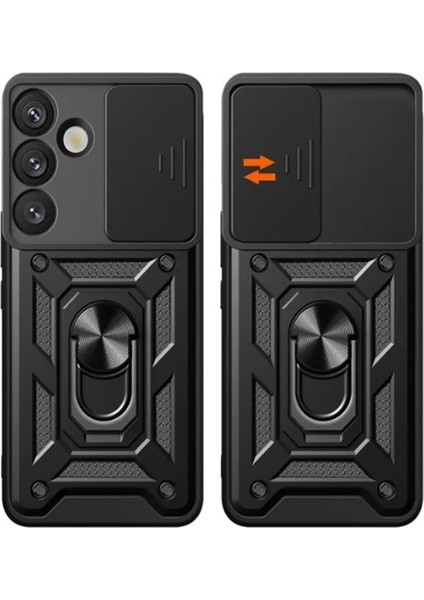 Samsung Galaxy S25 Plus Kılıf Pars Lens Yüzüklü Silikon - Siyah Bstmy