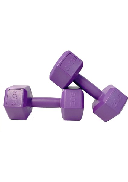 Spor 2 kg Altıgen Mor Dambıl Seti 2 kg x 2 Adet Toplam 4 kg Ağırlık Seti