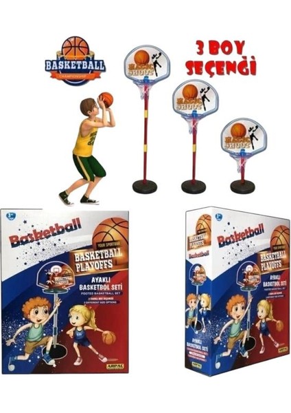 3 Farklı Boy Seçeneği ile Ayaklı Basketbol Potası 120 cm Ayarlanabilir Büyük Boy
