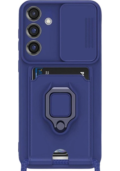 Samsung Galaxy S25 Plus Kılıf Zuma Kartvizitli Yüzüklü Silikon - Lacivert Bstmy