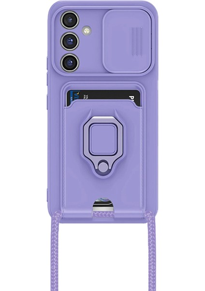 Samsung Galaxy A26 Kılıf Zuma Kartvizitli Yüzüklü Silikon - Lila Bstmy