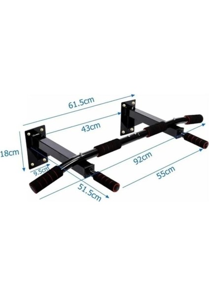 Siyah Duvar Barfiksi Duvara Monte Barfiks Aleti Barfiks Demiri 80 - 100 cm Duvara Monte