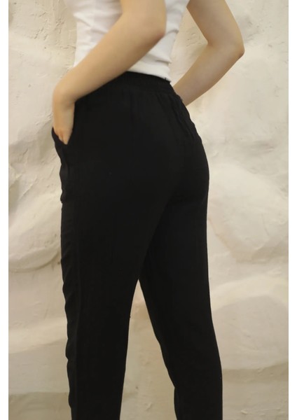 Müslin Dar Paça Pantolon Siyah