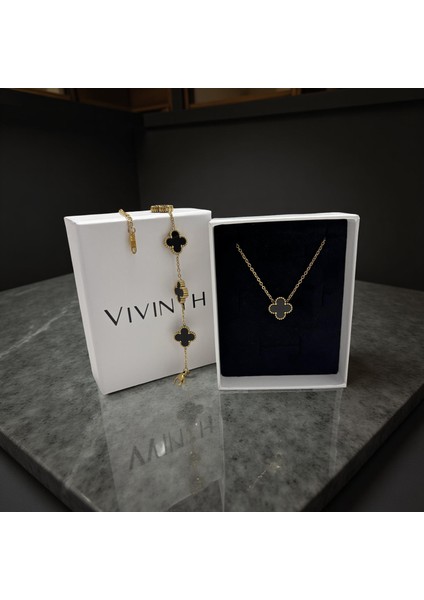 4 Yapraklı Yonca Kolye ve Bileklik Seti – Kadın Takı Seti, Altın Kaplama, Beyaz, Siyah ve Gold Renk Seçenekli, Şık ve Zarif Takım fiyatları