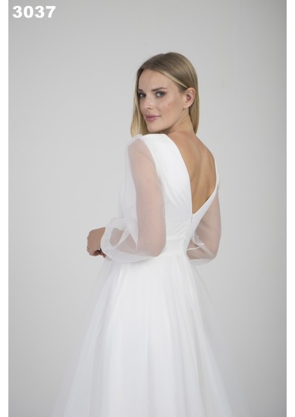 Dori V Yaka Uzun Kollu Drapeli Organze Midi Boy Kadın Abiye 2224BB3037 fiyatları