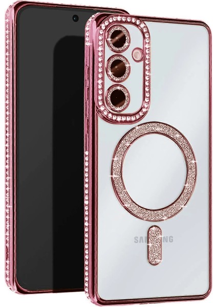 Samsung Galaxy S25 Kılıf Joke Simli Magneticsafe Kılıf - Pembe Bstmy fiyatları