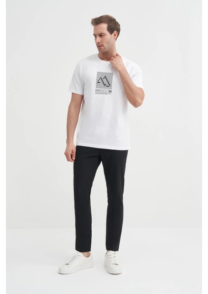 Bisiklet Yaka Beyaz Erkek T-Shirt 4172