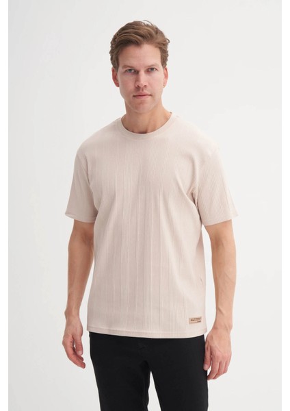 Bisiklet Yaka Bej Erkek T-Shirt 4163