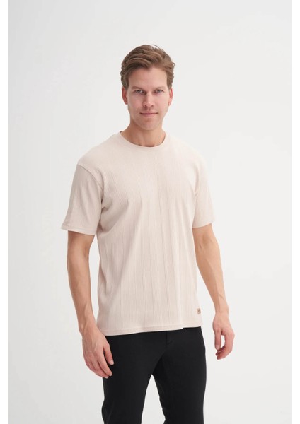Bisiklet Yaka Bej Erkek T-Shirt 4163 fırsatları