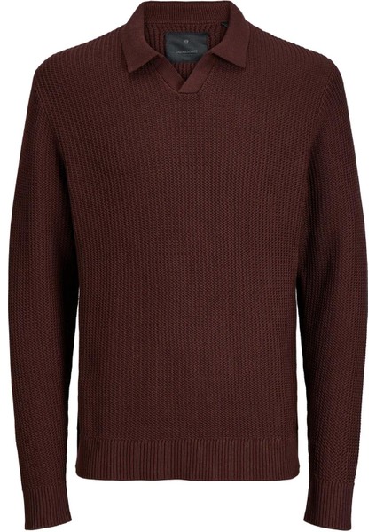 Jprwınter Knıt Structure Polo Styd AW24 Polo Yaka Kazak Koyu Kahve 12277993-BI
