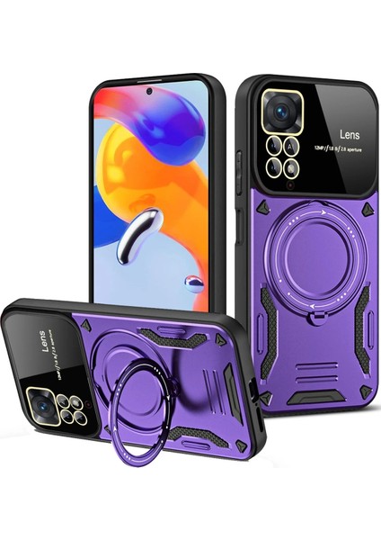 Xiaomi Redmi Note 12 Pro 4g Kılıf Joy Lens Standlı Kapak - Mor Bstmy