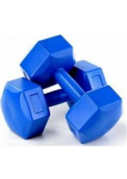 Spor 6 kg x 2 Adet Deluxe Pvc Kaplama Mavi Plastik Dambıl Ağırlık Seti Dm6