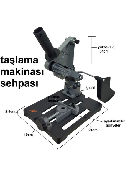 Açılı Kesme ve Taşlama Standı Avuç Taşlama Tezgahı Sehpası 115-125MM Alüminyum Stand