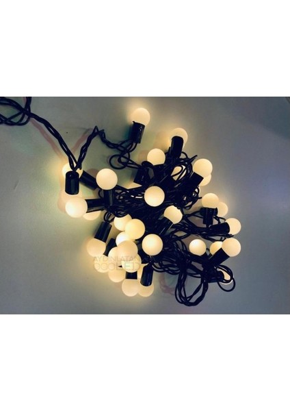 5 Metre 28 LED Fişli Sarı Işık Mini Top LED Siyah Kablo 6200-01