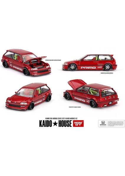 1:64 Kaido House Honda Civic (Ef) Kaido Works V2 – Kırmızı Diecast Model Araba