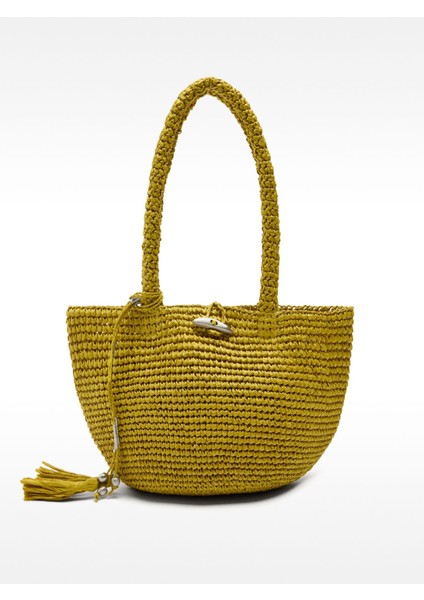 Hasır Efektli Omuz Çantası