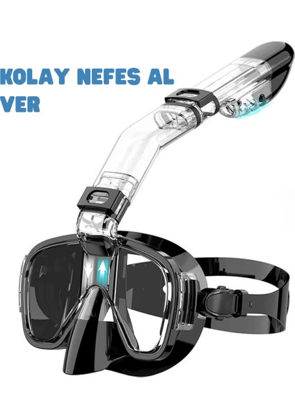 Yüksek Görüş Açılı 180° Şnorkel Maskesi – Su Geçirmez, Buğulanmaz, Ayarlanabilir Kayışlı, Hafif ve Rahat Tasarımıyla Şnorkelli Dalış ve Yüzme Için Ideal Şnorkel Ekipmanı