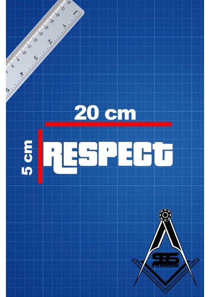 Respect 20X5 Jdm Yazı Araba-Motosiklet Cam Etiket Sticker Beyaz Renk