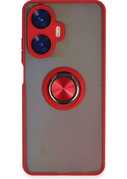 Realme C55 Kılıf Montreal Yüzüklü Silikon Kapak - Kırmızı Bstmy