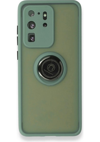 Samsung Galaxy S20 Ultra Kılıf Montreal Yüzüklü Silikon Kapak - Yeşil Bstmy