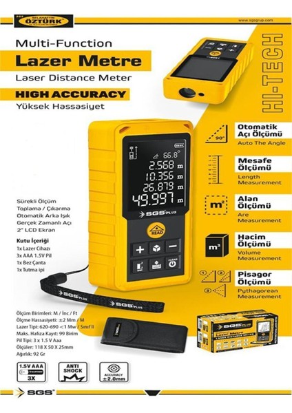 5426 100 Metre Ölçümlü Lazer Metre Yüksek Teknolojili