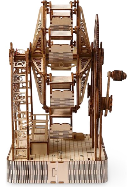 Ahşap Dönme Dolap Maketi 206 Parça - Lazer Kesim Mekanik 3D Ahşap Hobi Puzzle Seti
